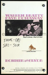 2a035 BONNIE & CLYDE window card movie poster '67 classic crime duo Warren Beatty & Faye Dunaway!