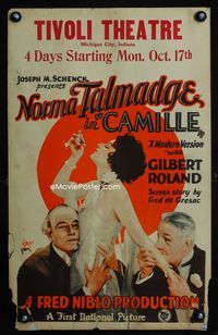 2a042 CAMILLE window card movie poster '27 artwork of sexy elegant Norma Talmadge and her lovers!