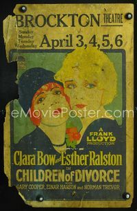 2a052 CHILDREN OF DIVORCE WC '27 great close up art of beautiful Clara Bow & Esther Ralston!