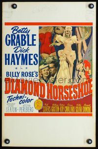 2a075 DIAMOND HORSESHOE window card '45 sexiest image of dancer Betty Grable in skimpy outfit!