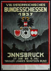 2b002 VIII OSTERREICHISCHES BUNDESSCHIESSEN 1937 Austrian travel poster '37 art by Jng. Biedermann!