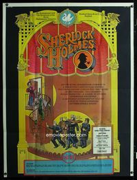 2b023 SHERLOCK HOLMES stage play 41x54 '74 really cool detective artwork by Page Wood!