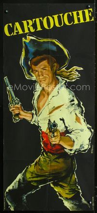 2b034 CARTOUCHE French door panel poster '62 cool artwork of pirate Jean-Paul Belmondo by Ferracci!