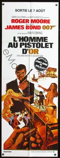 2b039 MAN WITH THE GOLDEN GUN French door panel '74 Roger Moore as James Bond by Robert McGinnis!