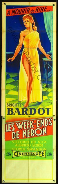 2b041 NERO'S MISTRESS French door panel '56 Steno's Mio Figlio Nerone, art of sexy Brigitte Bardot!