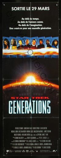2b044 STAR TREK: GENERATIONS French door panel poster '94 Patrick Stewart, William Shatner, sci-fi!