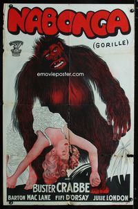 2b060 NABONGA Moroccan 28x42 poster '44 great different art of giant gorilla carrying sexy girl!