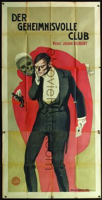 2b009 MYSTERIOUS CLUB German two-panel '13 great art of man encouraged to suicide by Death skull!
