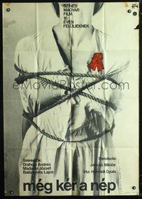 2b019 RED PSALM Hungarian movie poster '72 Miklos Nacso's Meg ker a nep, wild image of bound woman!