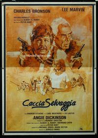 2b094 DEATH HUNT Italian two-panel poster '81 artwork of Charles Bronson & Lee Marvin by John Solie!