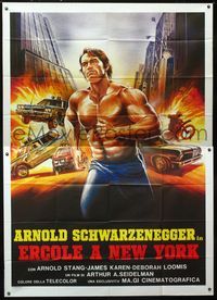 2b117 HERCULES IN NEW YORK Italian 2p 1986 Crovato art of barechested Schwarzenegger in 1st movie!