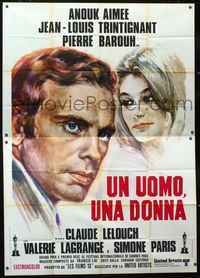 2b142 MAN & A WOMAN Italian 2p R70s Claude Lelouch's Un homme et une femme, Aimee & Trintignant