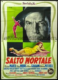 2b144 MAN ON A TIGHTROPE Italian two-panel '53 art of Fredric March & sexy Terry Moore by Munti!