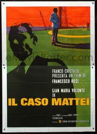 2b147 MATTEI AFFAIR Italian two-panel '72 Francesco Rosi's Il Caso Mattei, cool art by Enzo Nistri!