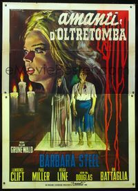 2b154 NIGHTMARE CASTLE Italian 2p '65 Gli Amanti d'Oltretomba, cool horror art by Rodolfo Gasparri!