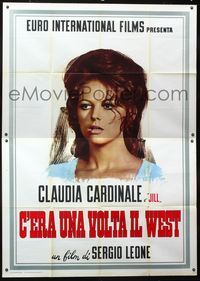 2b157 ONCE UPON A TIME IN THE WEST Italian 2p '68 Sergio Leone, huge c/u of sexy Claudia Cardinale!