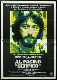 2b170 SERPICO Italian two-panel movie poster '74 Sidney Lumet, Al Pacino crime classic!