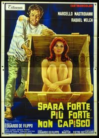 2b174 SHOOT LOUD, LOUDER I DON'T UNDERSTAND Italian 2p '66 Mastroianni w/near naked Raquel Welch!