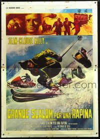 2b178 SNOW JOB Italian two-panel '72 Jean-Claude Killy, really cool skiing artwork by P. Franco!