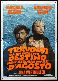 2b184 SWEPT AWAY Italian two-panel poster '78 Giancarlo Giannini, Mariangela Melato, Lina Wertmuller