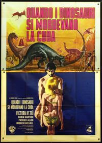 2b198 WHEN DINOSAURS RULED THE EARTH Italian 2p '71 sexy savages, prehistoric art by Enzo Nistri!
