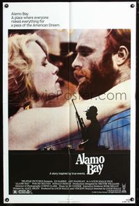 2c049 ALAMO BAY one-sheet poster '85 romantic close up of Vietnam veteran Ed Harris & Amy Madigan!