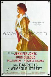 2c100 BARRETTS OF WIMPOLE STREET one-sheet '57 great art of Jennifer Jones as Elizabeth Browning!