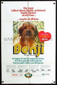 2c111 BENJI one-sheet movie poster R75 Joe Camp, classic dog movie, wonderful image!
