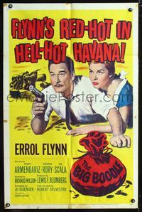2c120 BIG BOODLE one-sheet poster '57 Errol Flynn red-hot in Havana Cuba with sexy Rossana Rory!