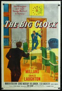 2c121 BIG CLOCK one-sheet '48 Ray Milland in the strangest and most savage manhunt in history!