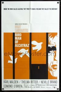 2c129 BIRDMAN OF ALCATRAZ one-sheet poster '62 Burt Lancaster, John Frankenheimer prison classic!
