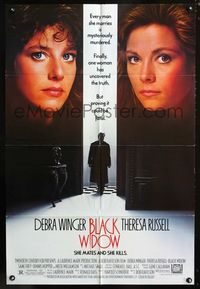 2c139 BLACK WIDOW one-sheet movie poster '87 headshots of super sexy Debra Winger & Theresa Russell!