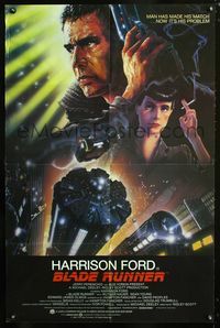 2c140 BLADE RUNNER int'l 1sheet '82 Ridley Scott sci-fi classic, art of Harrison Ford by John Alvin!