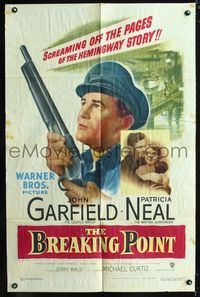 2c162 BREAKING POINT one-sheet '50 John Garfield, Patricia Neal, from Ernest Hemingway's story!