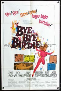 2c187 BYE BYE BIRDIE 1sheet '63 cool artwork of sexy Ann-Margret dancing, Dick Van Dyke, Janet Leigh