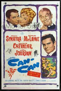 2c192 CAN-CAN one-sheet poster '60 Frank Sinatra, Shirley MacLaine, Maurice Chevalier, Louis Jourdan