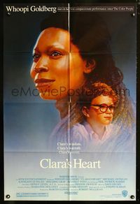 2c223 CLARA'S HEART one-sheet poster '88 artwork of Whoopi Goldberg & youngest Neil Patrick Harris!