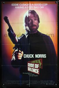 2c234 CODE OF SILENCE one-sheet movie poster '85 Chuck Norris is a good cop having a very bad day!