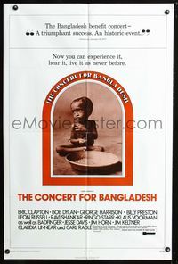 2c240 CONCERT FOR BANGLADESH int'l one-sheet '72 rock & roll benefit show, image of starving child!