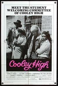 2c245 COOLEY HIGH style B one-sheet '75 meet the African American student welcoming committee!