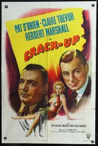 2c253 CRACK-UP one-sheet '46 great art of Pat O'Brien, Herbert Marshall & sexiest Claire Trevor!