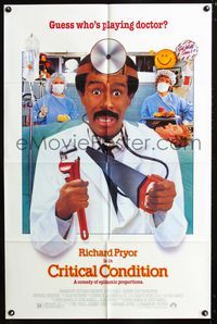 2c261 CRITICAL CONDITION one-sheet poster '86 directed by Michael Apted, wacky doctor Richard Pryor!