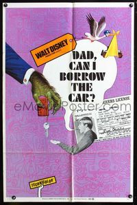2c272 DAD CAN I BORROW THE CAR one-sheet '70 ultra rare Walt Disney short about learning to drive!