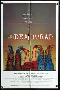 2c289 DEATHTRAP one-sheet poster '82 artwork of dead people's legs on floor, rare alternate style!