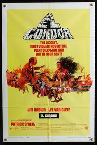 2c319 EL CONDOR style A one-sheet movie poster '70 Jim Brown, Lee Van Cleef, Howard Terpning art!