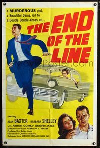2c326 END OF THE LINE one-sheet '57 a murderous plot, a beautiful dame, a double double-cross!