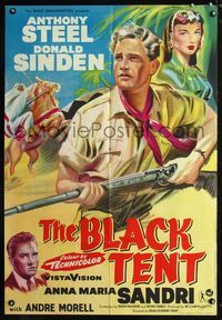2c138 BLACK TENT English 1sheet '57 soldier Anthony Steele marries the Sheik's daughter, cool art!