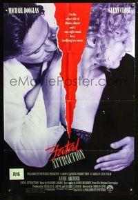 2c345 FATAL ATTRACTION one-sheet poster '87 Michael Douglas, Glenn Close, a terrifying love story!
