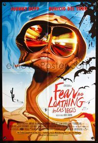 2c346 FEAR & LOATHING IN LAS VEGAS 1sheet '98 psychedelic art of Johnny Depp as Hunter S. Thompson!
