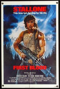 2c350 FIRST BLOOD one-sheet poster '82 artwork of Sylvester Stallone as John Rambo by Drew Struzan!